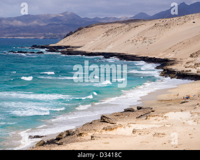 La rocciosa costa ovest di Fuerteventura a Agua Liques, Istmo de La Pared. Foto Stock