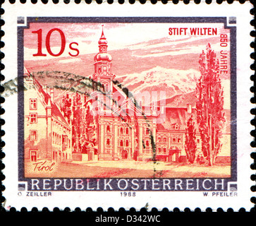AUSTRIA - circa 1988: un timbro stampato in Austria mostra Abbazia di dalla serie 'Monasteries e Abbazie in Austria", circa 1988 Foto Stock
