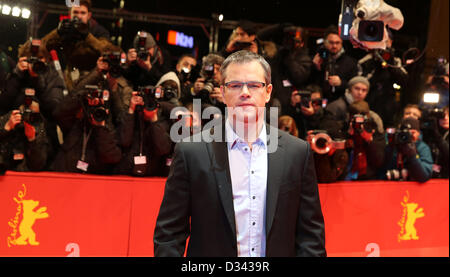 Noi attore Matt Damon arriva per la premiere del film " Terra promessa " durante la 63a edizione annuale Festival Internazionale del Cinema di Berlino, Berlino, Germania, 08 febbraio 2013. Il film è presentato in concorso alla Berlinale in esecuzione dal 07 al 17 febbraio. Foto: Kay Nietfeld dpa Foto Stock