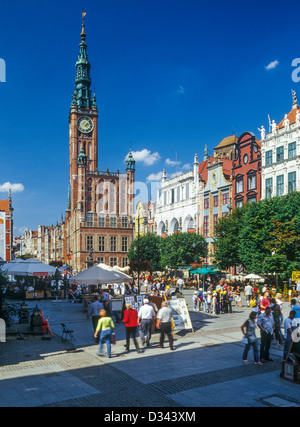 Town Hall sul Mercato Lungo, Gdansk, Pomerania, Polonia Foto Stock