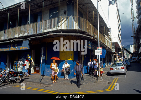 Port Louis Maurizio multi etnico la folla in strada Foto Stock