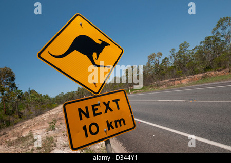 Canguro segno di avvertimento in Australia Foto Stock