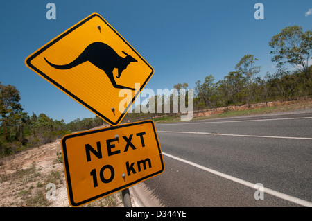 Canguro segno di avvertimento in Australia Foto Stock