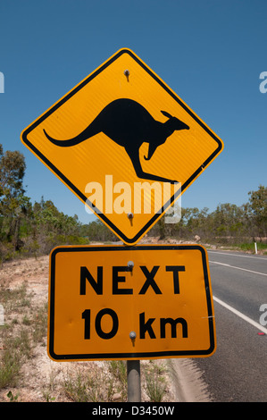 Canguro segno di avvertimento in Australia Foto Stock