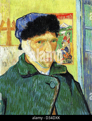 Vincent van Gogh, Autoritratto con orecchio bendato. 1889. Post-Impressionism. Olio su tela. Courtauld Institute of Art di Londra Foto Stock