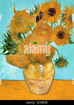 Vincent van Gogh, Still Life - Vaso con dodici girasoli. 1888. Post-Impressionism. Olio su tela. Foto Stock