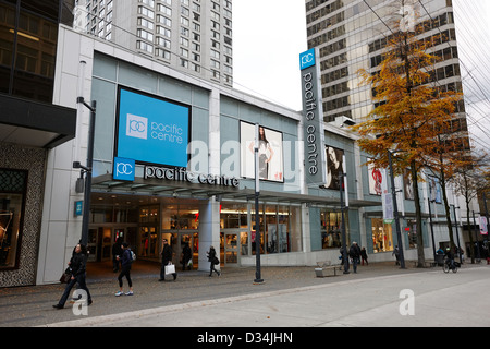 Pacific Center shopping mall granville street downtown Vancouver BC Canada Foto Stock