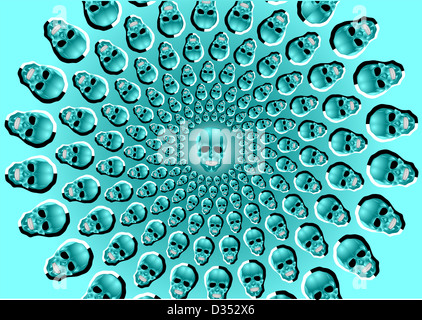 Illusione ottica. SFONDO astratto con teschi. Foto Stock