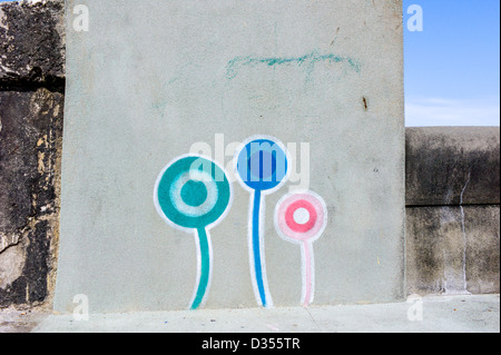 Graffiti sul Malecon sea wall Foto Stock