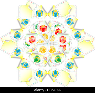 Modello senza cuciture con holiday confezioni regalo su adesivi Foto Stock