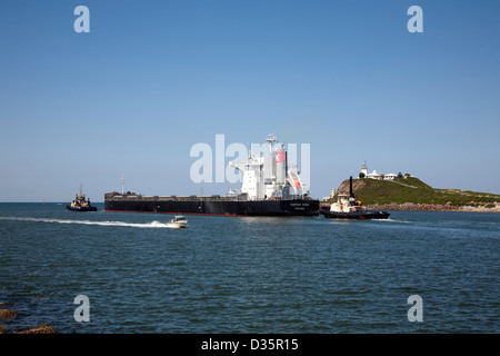 Asciugare Portarinfuse MV Pantera Rosa che trasportano carbone Nobby passando il Capo Faro Newcastle Australia Foto Stock