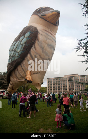 Un gigante kookaburra Mongolfiera nella motivazione del Parlamento provvisorio House Canberra Australia Foto Stock