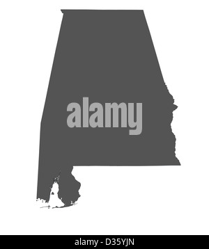 Mappa dello stato dell'Alabama - USA Foto Stock