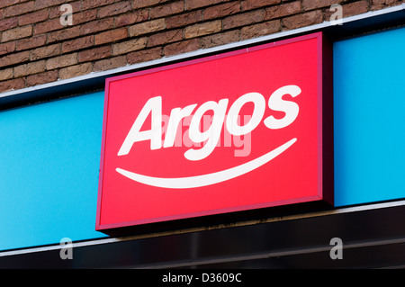 Segno su Argos shop. Foto Stock