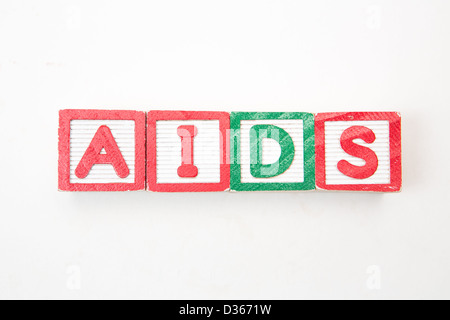 I blocchi di legno compitazione aids Foto Stock
