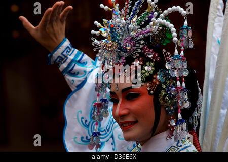 Bangkok, Thailandia Xi Febbraio 2013. il Cinese tradizionale opera performer, nuovo anno cinese festival, Bangkok Credito: Kraig Lieb / Alamy Live News Foto Stock