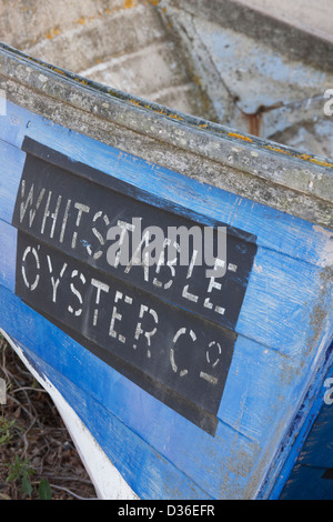 Whitstable Oyster Co segno sulla barca, whitstable kent, Inghilterra Foto Stock