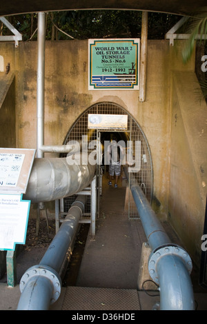 Stoccaggio di olio gallerie costruite durante la II guerra mondiale aperto di visita per il pubblico, Darwin, NT, Australia Foto Stock