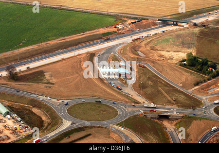 M6 autostrada a pedaggio in costruzione a Wall Island Shenstone, Staffordshire. Vista aerea strade costruzione autostrade Gran Bretagna strada a pedaggio svincolo infrastrutture autostrade Foto Stock