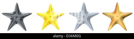 3d reso platino, oro, argento e bronzo stelle Foto Stock