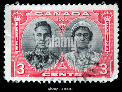 Il re Giorgio VI e la Regina Elisabetta, francobollo, Canada, 1939 Foto Stock