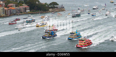 L annuale Sydney Harbour ferry gara in Australia Day 2013 Foto Stock