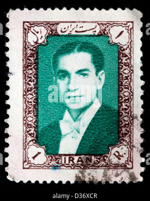 Mohammad Reza Shah Pahlavi, francobollo, Iran, 1956 Foto Stock