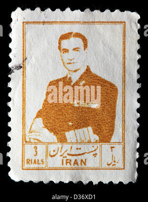 Mohammad Reza Shah Pahlavi, francobollo, Iran, 1954 Foto Stock