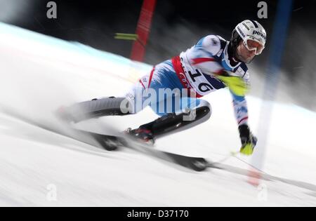 Schladming, Austria. Xi Febbraio 2013. Sci Alpino FIS Campionati del Mondo Sci Alpino 2013 Super combinazione Slalom per gli uomini. Immagine mostra Romed Baumann AUT. Credit: Azione Plus immagini di Sport / Alamy Live News Foto Stock