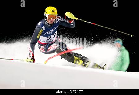 Schladming, Austria. Xi Febbraio 2013. Sci Alpino FIS Campionati del Mondo Sci Alpino 2013 Super combinazione Slalom per gli uomini. Notte slalom immagine mostra Ivica Kostelic CRO. Credit: Azione Plus immagini di Sport / Alamy Live News Foto Stock