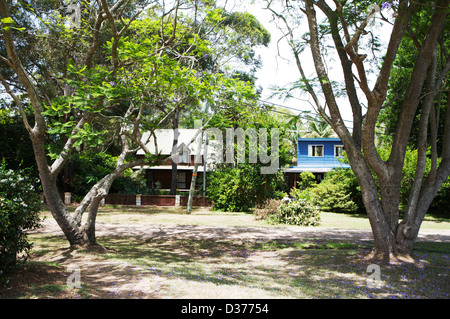 Case in un area orlate da alberi Foto Stock