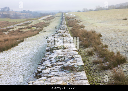 Birdoswald vallo di Adriano Northumbria England Regno Unito Gran Bretagna il pupazzo di neve Foto Stock