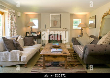 Il modo di vivere moderno camera con due divani contrapposti. Foto Stock