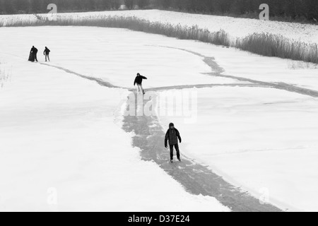 Il pattinaggio in area natura Bommelerwaard in Paesi Bassi Foto Stock