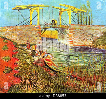 Vincent van Gogh, il ponte Langlois ad Arles. 1888. Japonism. Acquerello. Luogo di creazione: Arles-sur-tech, Francia. Foto Stock