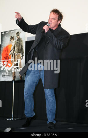 Tokyo, Giappone. Il 13 febbraio 2013. Quentin Tarantino, Feb 13, 2013 regista americano Quentin Tarantino di Girolamo assiste una speciale proiezione per 'Django Unchained' a Shinjuku Piccadilly, Tokyo, Giappone. (Foto di YUTAKA/AFLO/Alamy Live News) Foto Stock