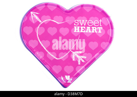 Rosa a forma di cuore Dolce cuore scatola di cioccolatini Foto Stock
