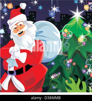 Babbo Natale che porta una borsa regalo Foto Stock