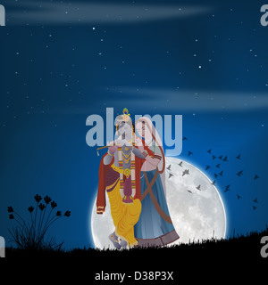 Krishna con Dea Radha Foto Stock