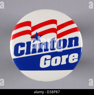 1992 Stati Uniti campagna presidenziale di perno a pulsante per il candidato democratico Bill Clinton ed Al Gore Foto Stock