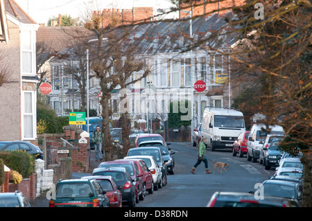 Vista generale di una scena di strada nel quartiere Brynmill di Swansea che è popolare con gli studenti a Swansea University. Foto Stock