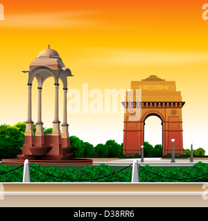 Memoriale di guerra in una città, India Gate New Delhi, India Foto Stock