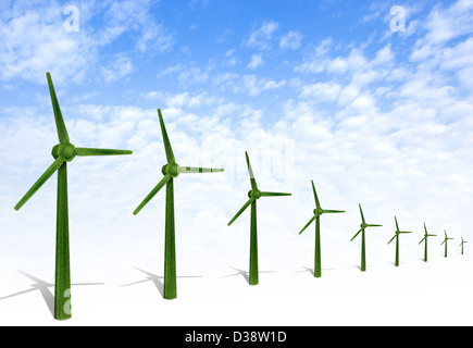 Il rendering di erba turbine eoliche Foto Stock