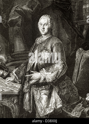 Heinrich, conte von Bruhl (1700-1763). Statista tedesco. Incisione di Storia Universale, 1885. Foto Stock