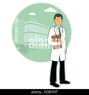 Medico tenendo un clipboard Foto Stock