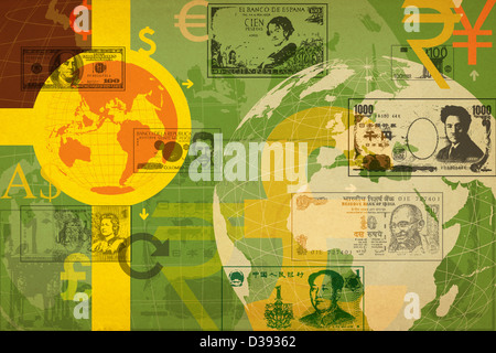 Rappresentazione illustrativa di valuta globale Foto Stock