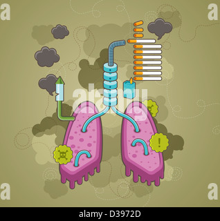 Shot illustrativi dei polmoni umani che illustra gli effetti del fumo sulla salute Foto Stock