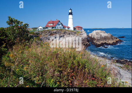 Portland Head Lighthouse, Cape Elizabeth, Maine, Stati Uniti d'America. Foto Stock