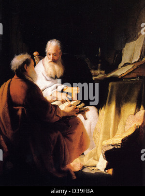 Rembrandt van Rijn, due uomini anziani contestazione. 1628 olio su pannello. Il barocco. Galleria: Collezione privata. Foto Stock
