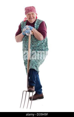 Una femmina lusty senior con forcone guarda al visualizzatore 3 Foto Stock